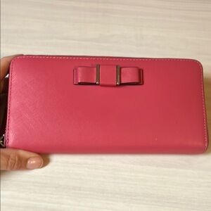 Coach Wallet Darcy Bow F51668 Accordion Zip Strawberry Pink Leather W1